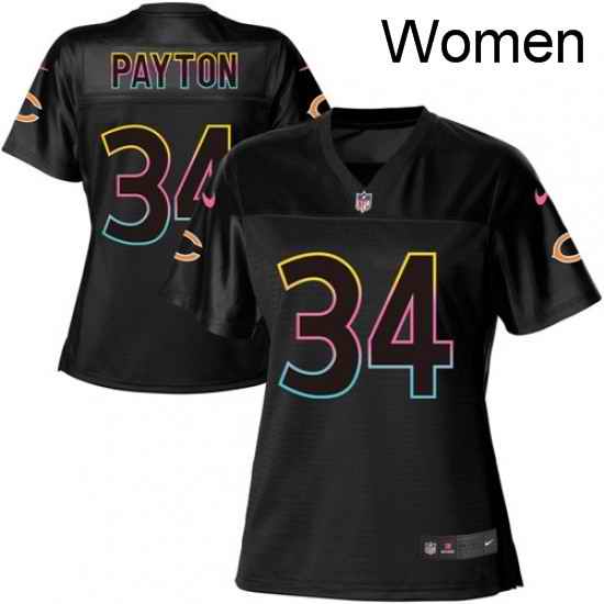 Womens Nike Chicago Bears 34 Walter Payton Game Black Fashion NFL Jersey